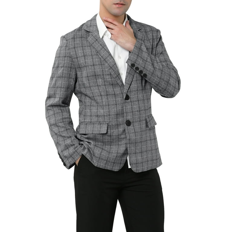 Boys Plaid Suit Blazer Slim Fit Notched Lapel Dress Check Sports Jacket